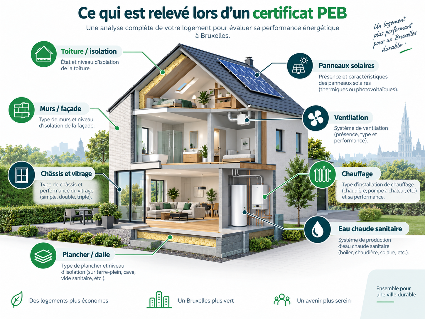 Éléments analysés lors d'un certificat PEB